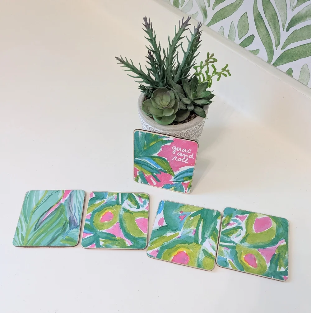 Set Of 5 Handmade Coasters Beachy Coastal Entertaining Hostess Cottage